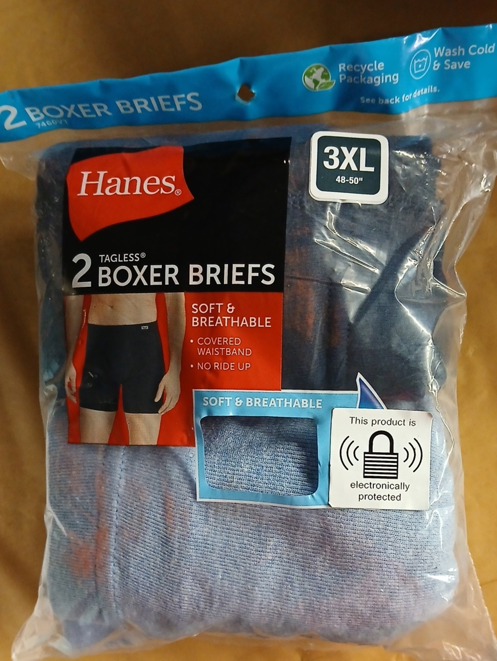Hanes 2-Pack Men’s Boxer Briefs in Blue (3XL)